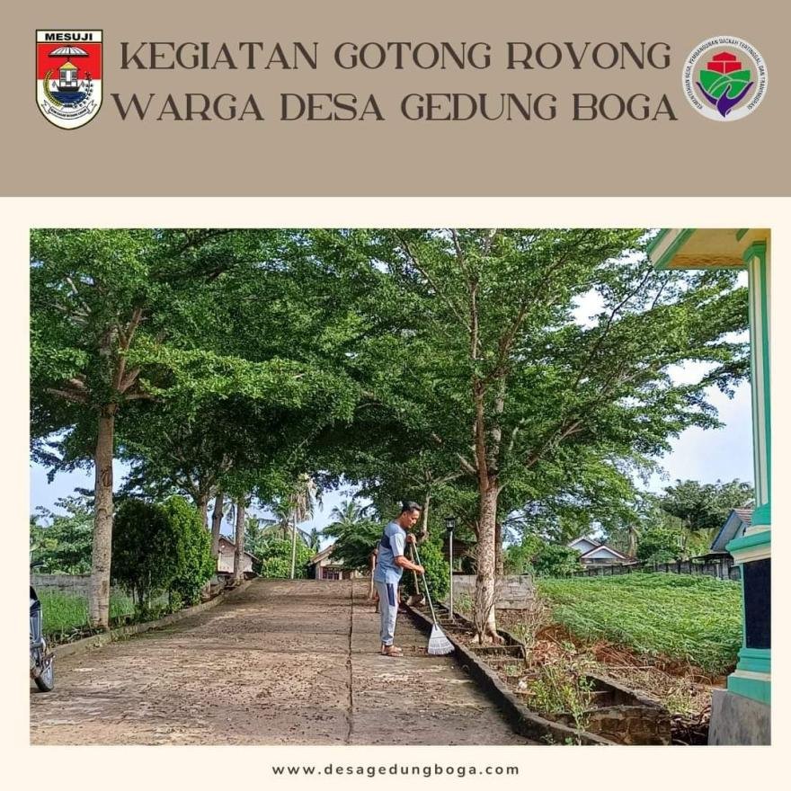 Kompak!! Warga Desa Gedung Boga Lakukkan Jumat Bersih