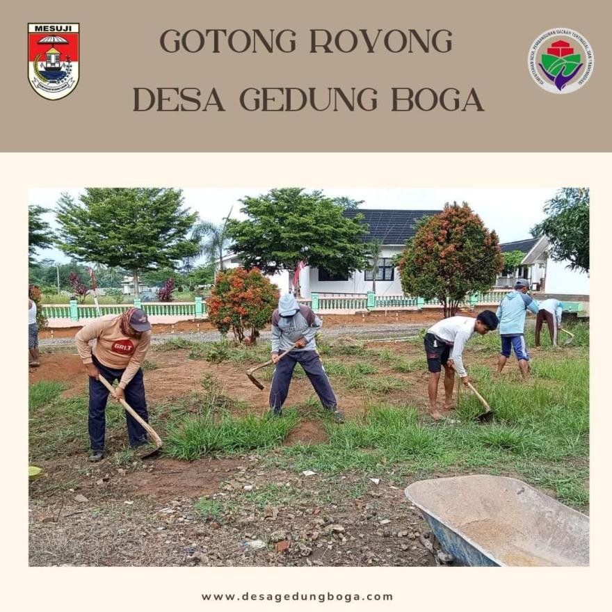 Kompak! Warga Desa Gedung Boga Lakukan Minggu Bersih Bersama