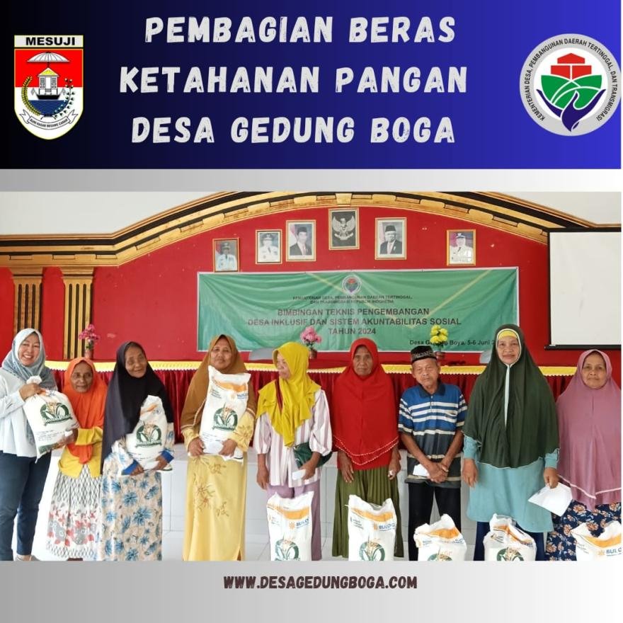 Pembagian beras ketahanan pangan Desa Gedung Boga 